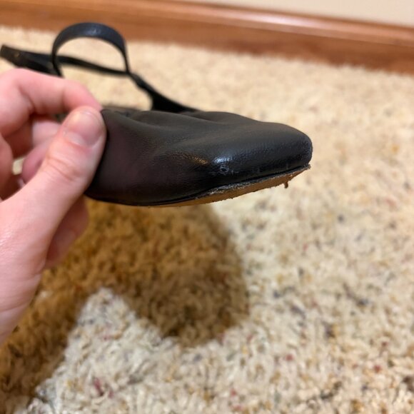 Vince Venice Slingback Ballerina Flats Mary Jane Square Toe Leather Black - Picture 6 of 16